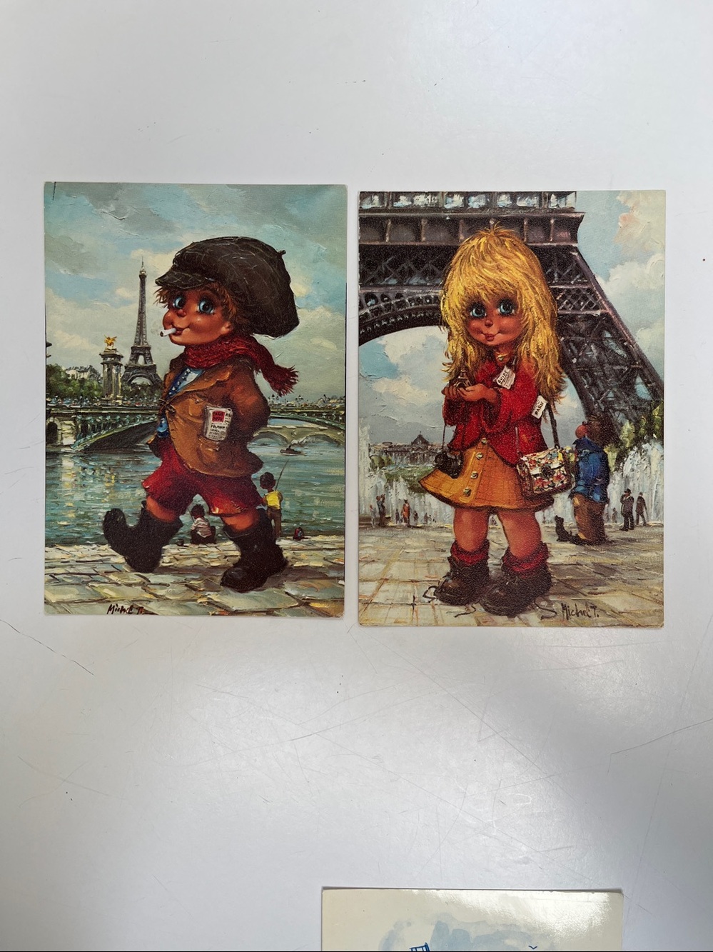 VTG 1972 Michel Thomas Lot of 2 Big Eyes Postcard   Printed in France 6x4" - Picture 2 of 4